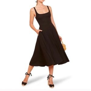 Reformation Rou Midi Dress Black
